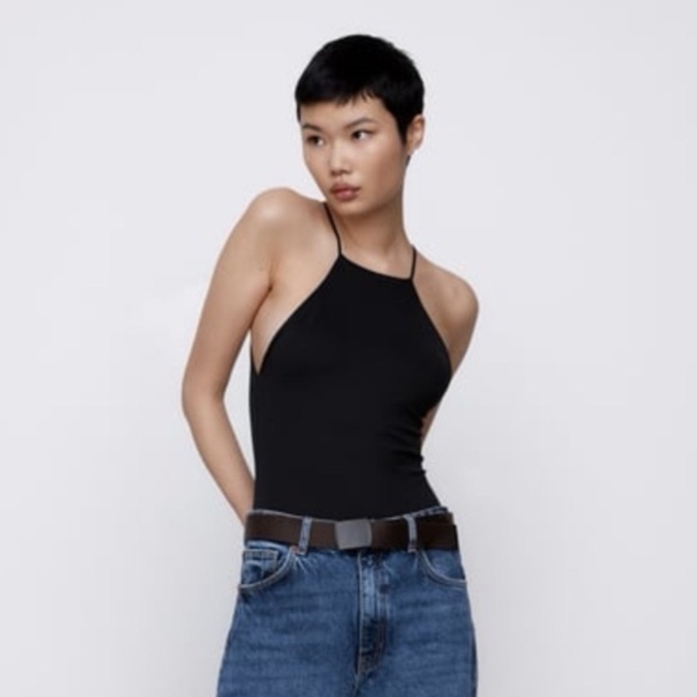 Zara Black Halter Bodysuit